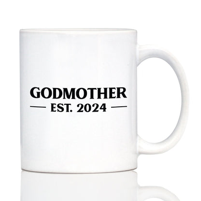 Godmother Est 2024 - New Godmother Coffee Mug Proposal Gift for First Time Godparents - Bold