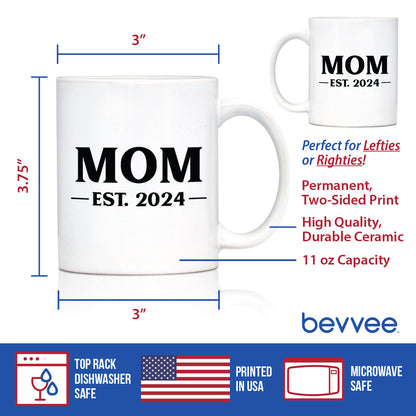 Mom Est 2024 - New Mother Coffee Mug Gift for First Time Parents - Bold