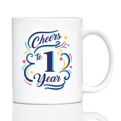 Cheers to Years - Anniversary Party Cups & Decor - Engraved Glasses & Color Ceramic Coffee Mugs