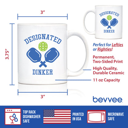 Designated Dinker - Funny Pickleball Coffee Mug Gifts for Women and Men