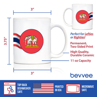 Thailand Flag Coffee Mug Thai Tea Gifts or Coffee Cup Souvenir White Ceramic Coffee Cup