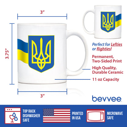 Ukraine Flag Coffee Mug Ukranian Gifts and Souvenirs White Ceramic Coffee Cup