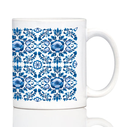 Delft Blue and White Coffee Mug Floral Dutch Pattern Gifts White Ceramic Coffee Cup