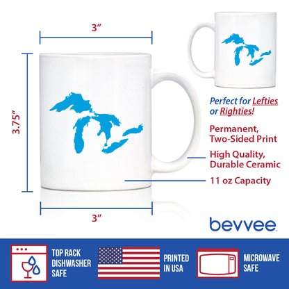 Great Lakes Map Coffee Mug - Unique Art Gifts for Midwestern Women & Men