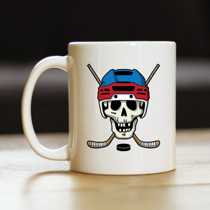 Hockey Skull Coffee Mug Hockey Gifts for Coach or Players White Ceramic Coffee Cup
