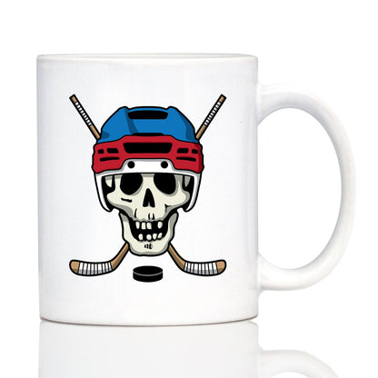 Hockey Skull Coffee Mug Hockey Gifts for Coach or Players White Ceramic Coffee Cup