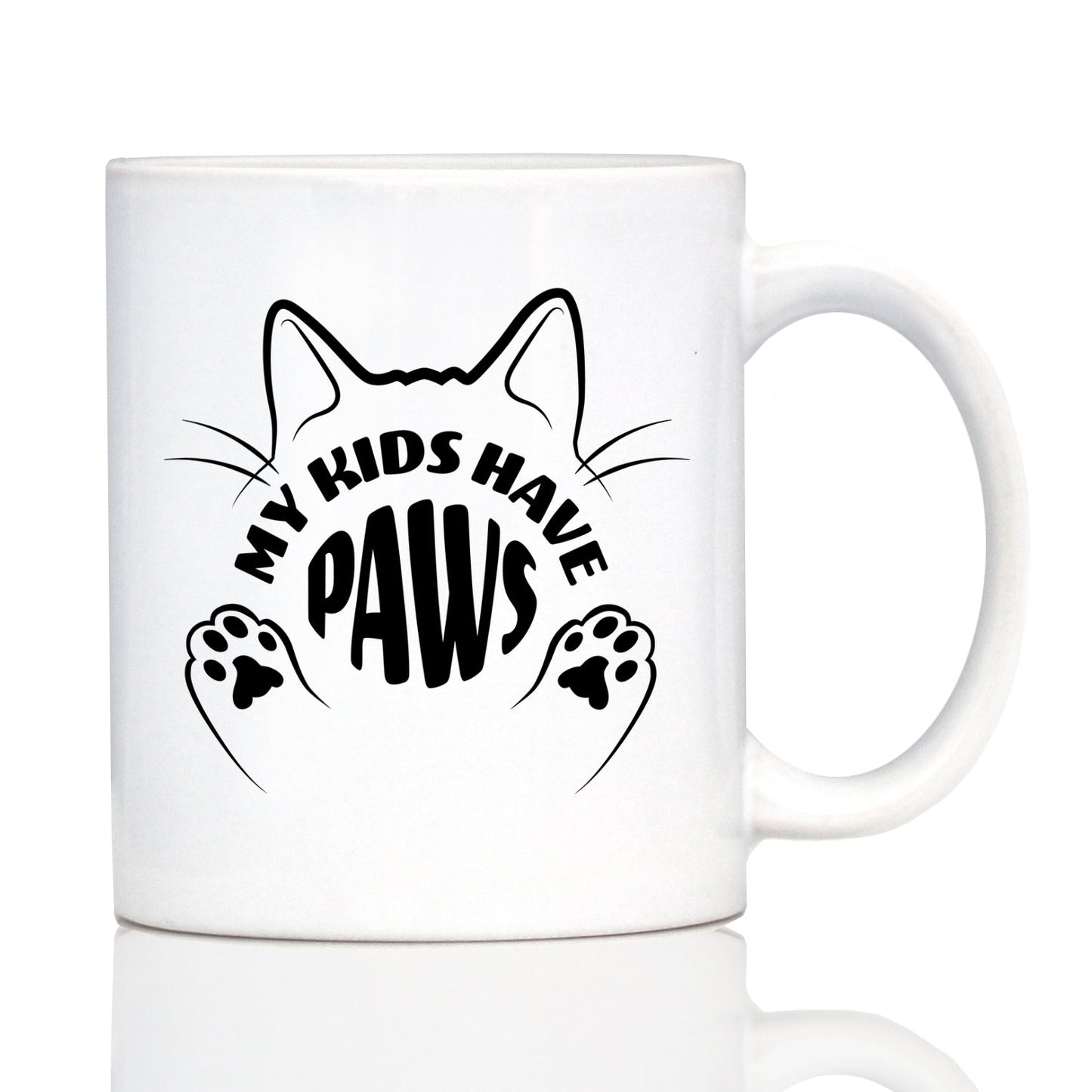 Kids Have Paws Cat Coffee Mug Gifts for Cat People White Ceramic Coffee Cup