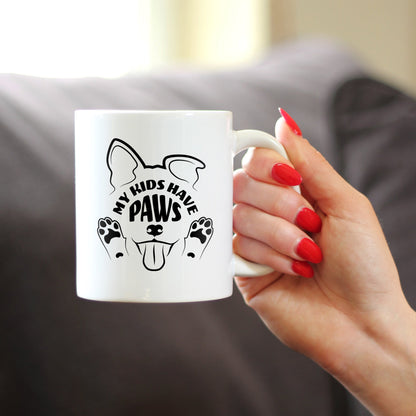 Kids Have Paws Dog Coffee Mug Gifts for Dog People White Ceramic Coffee Cup