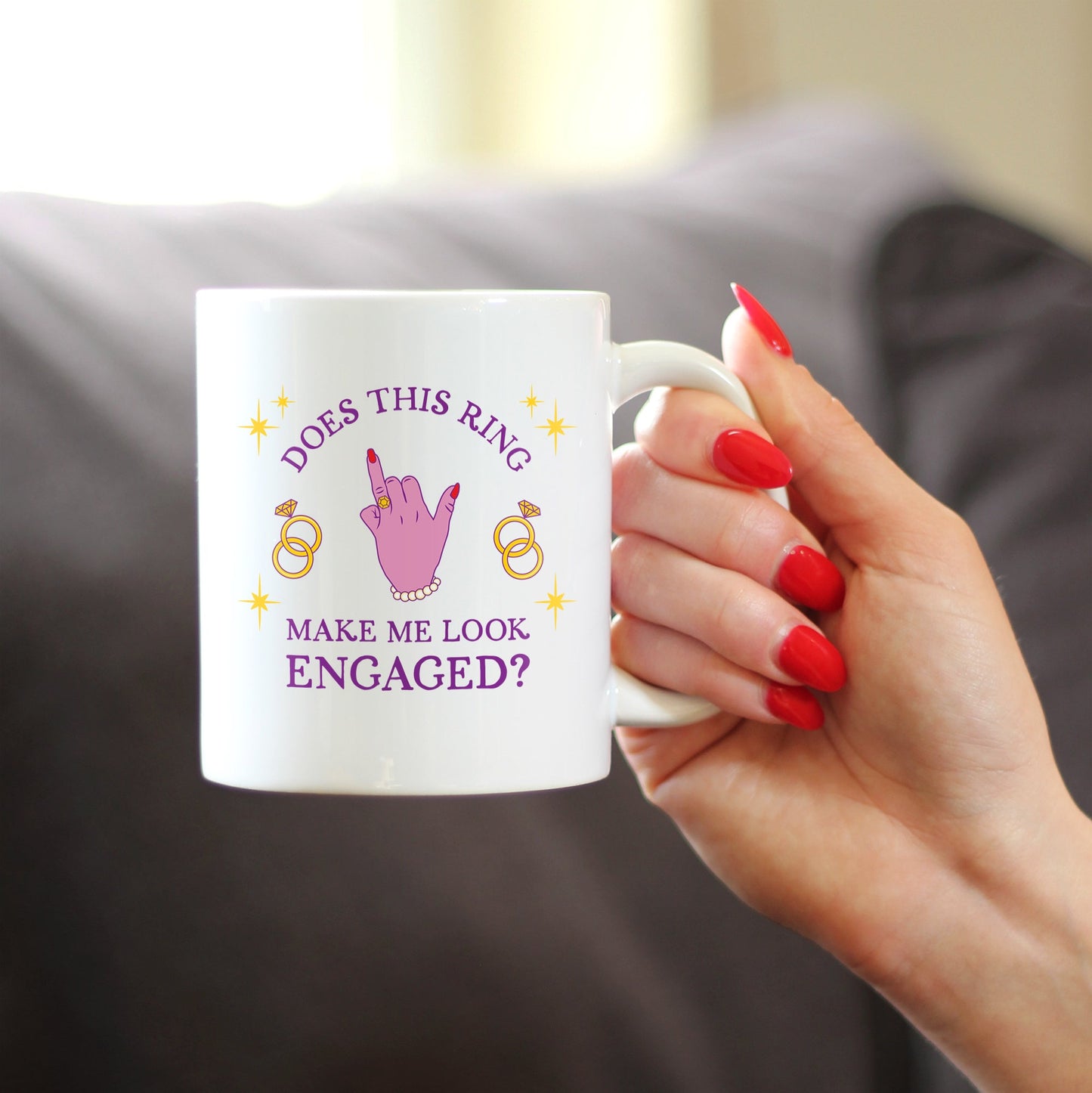 Funny Engagement Gift Coffee Mug Does This Ring Make Me Look Engaged White Ceramic Coffee Cup