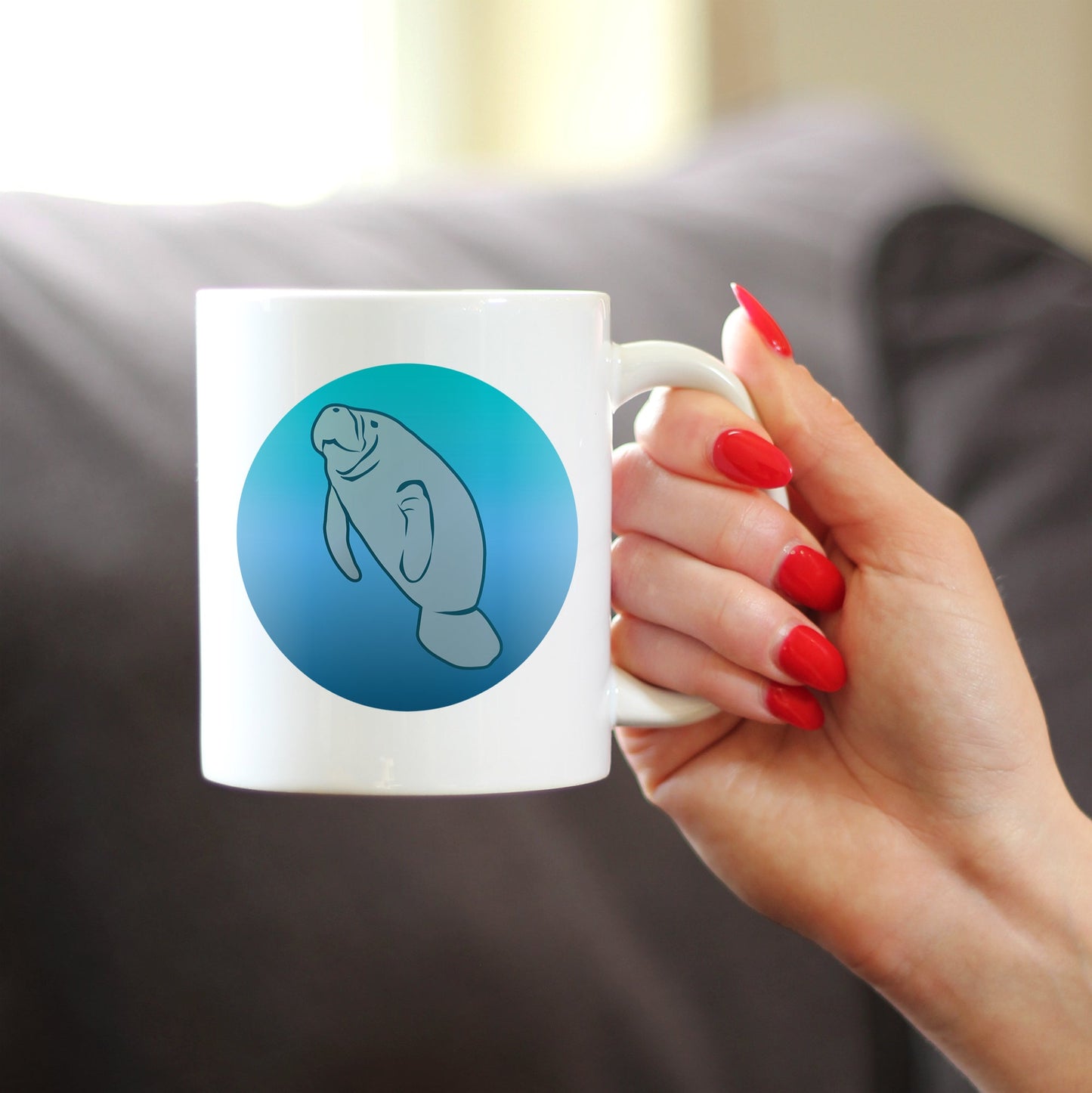 Manatee Coffee Mug - Cute Ocean Animals Themed Decor and Gifts for Sea Creature Lovers