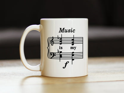 Music Is My Forte Coffee Mug - Funny Musician Gifts and Musical Accessories