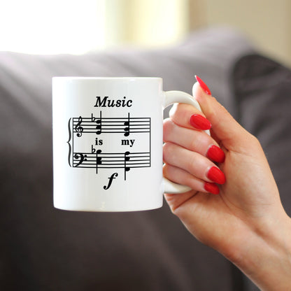 Music Is My Forte Coffee Mug - Funny Musician Gifts and Musical Accessories
