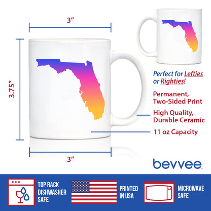 Florida State Outline Coffee Mug - State Themed Drinking Decor and Gifts for Floridian Women & Men