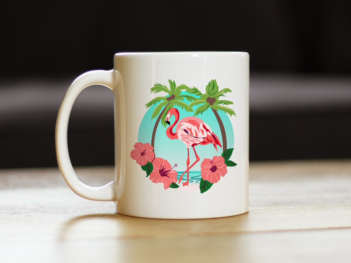 Tropical Flamingo Coffee Mug - Flamingo Gifts & Decor - Large 15oz & 11oz White Ceramic Mugs