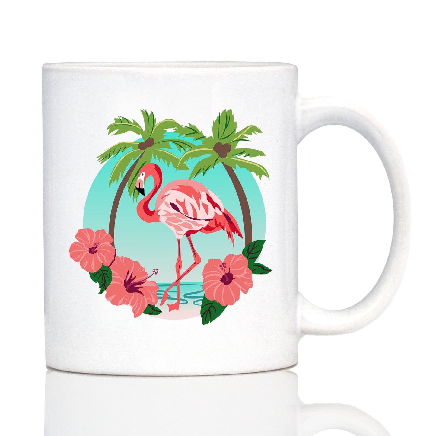 Tropical Flamingo Coffee Mug - Flamingo Gifts & Decor - Large 15oz & 11oz White Ceramic Mugs
