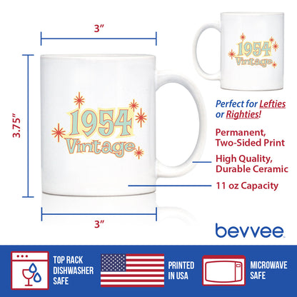 Vintage 1954 - Fun 71st Birthday Coffee Mug Gifts for Men & Women Turning 71 - Retro Coffee Cups