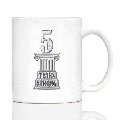 5 Years Strong Coffee Mug Gifts 5th Anniversary Party Decor White Ceramic Coffee Cup