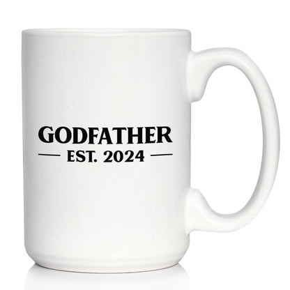 Godfather Est 2024 - New Godfather Coffee Mug Proposal Gift for First Time Godparents - Bold