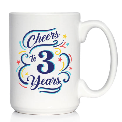 Cheers to Years - Anniversary Party Cups & Decor - Engraved Glasses & Color Ceramic Coffee Mugs