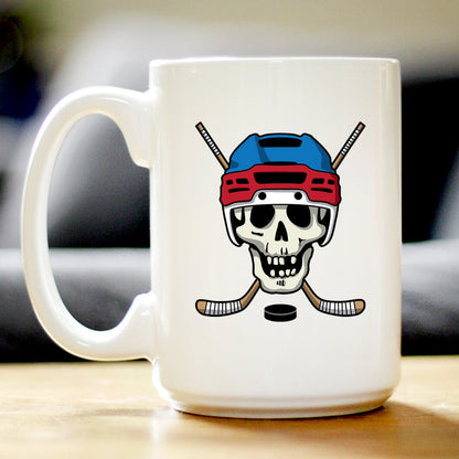 Hockey Skull Coffee Mug Hockey Gifts for Coach or Players White Ceramic Coffee Cup