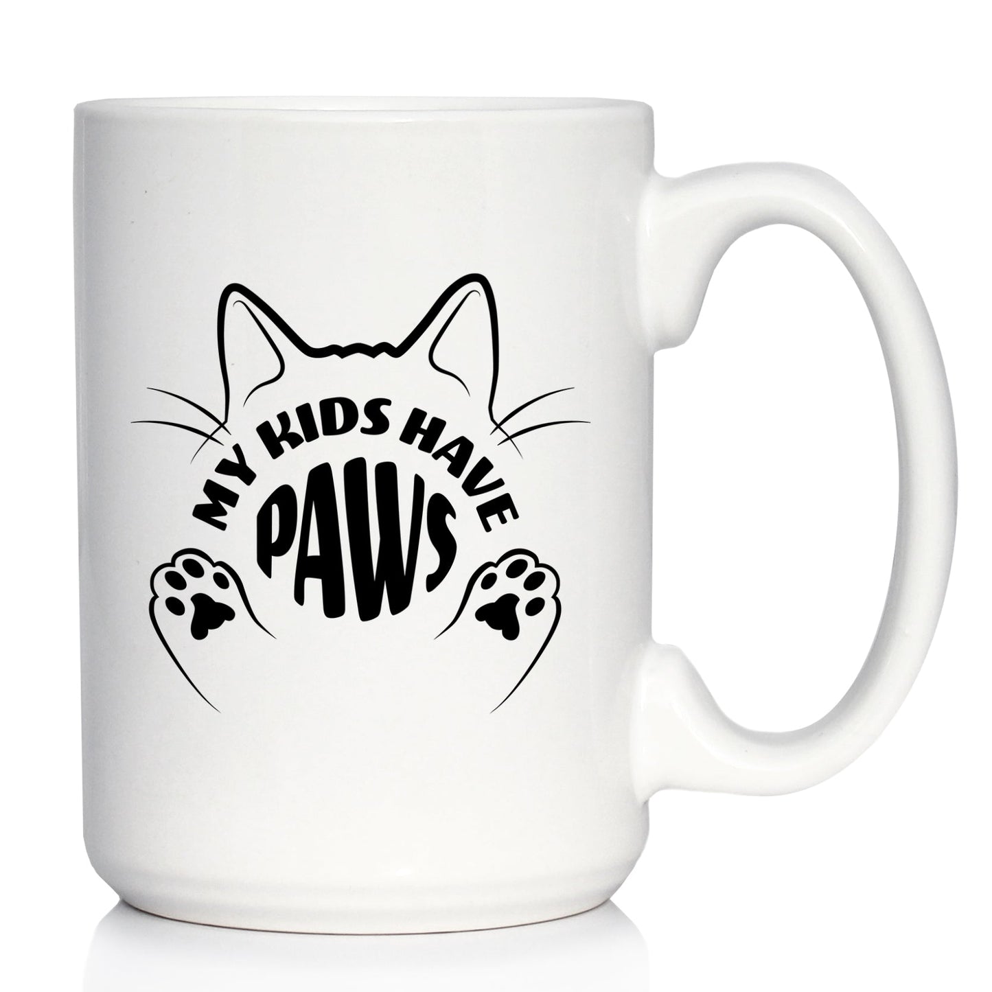 Kids Have Paws Cat Coffee Mug Gifts for Cat People White Ceramic Coffee Cup