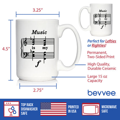 Music Is My Forte Coffee Mug - Funny Musician Gifts and Musical Accessories