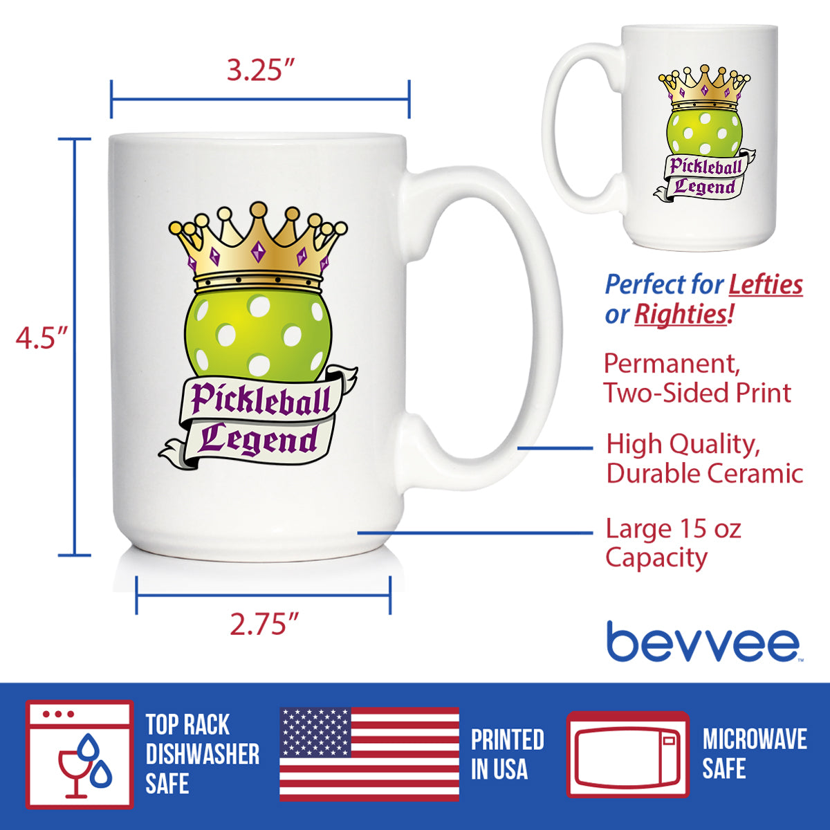Pickleball Legend Coffee Mug Gifts for Picklers White Ceramic Coffee Cup