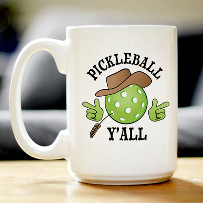 Pickleball Y'all Coffee Mug Funny Pickleball Gifts for Picklers White Ceramic Coffee Cup