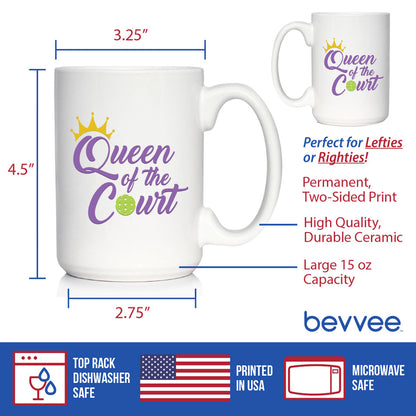 Queen of the Court Coffee Mug - Pickleball Gifts for Women - Pickleball Themed Decor