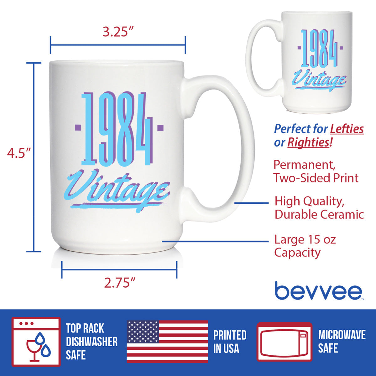 Vintage 1984 - Fun 41st Birthday Coffee Mug Gifts for Men & Women Turning 41 - Retro Coffee Cups