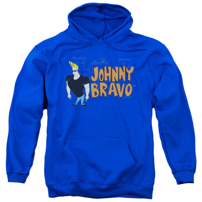 Johnny Bravo Johnny Logo Mens Hoodie Royal Blue Officially Licensed