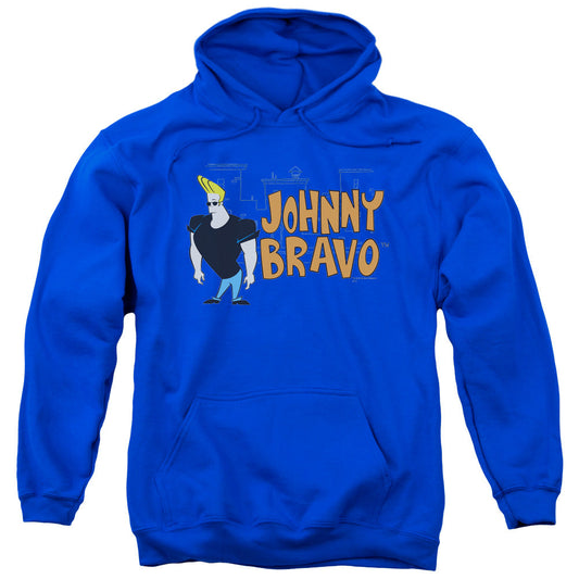 Johnny Bravo Johnny Logo Mens Hoodie Royal Blue Officially Licensed