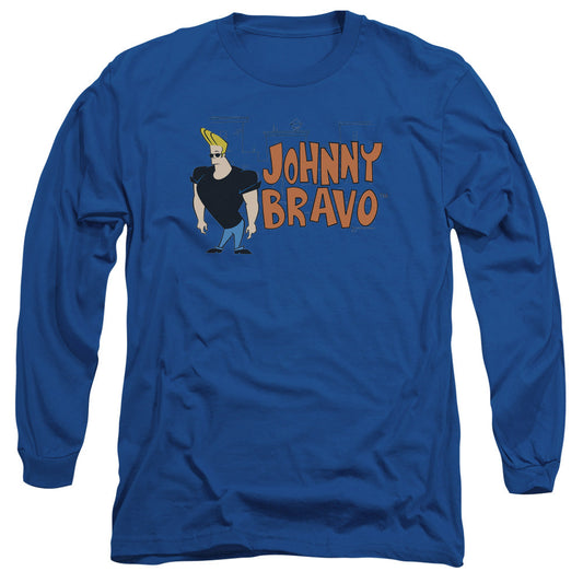 Johnny Bravo Johnny Logo Mens Long Sleeve Shirt Royal Blue Officially Licensed