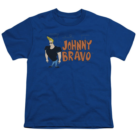 Johnny Bravo Johnny Logo Kids Youth T Shirt Royal Blue Officially Licensed