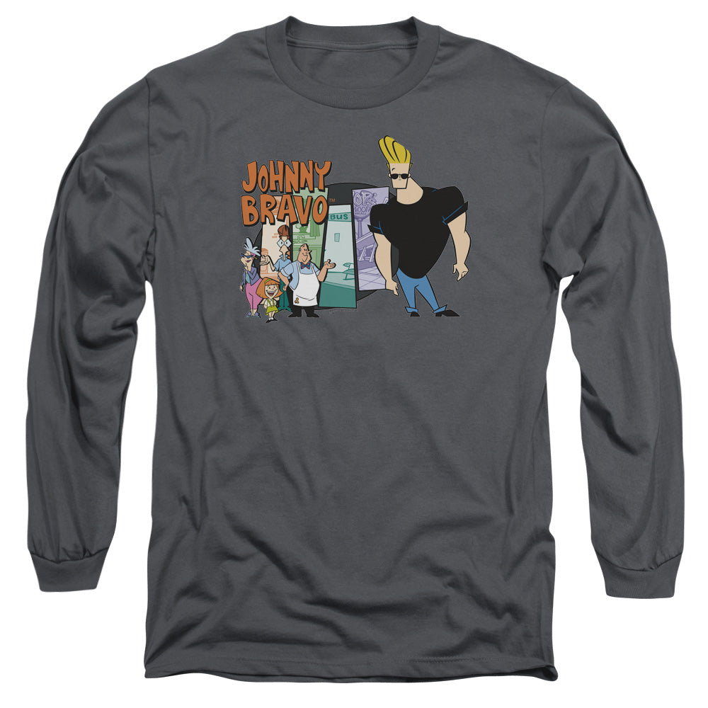 Johnny Bravo Johnny & Friends Mens Long Sleeve Shirt Charcoal Officially Licensed Officially Licensed