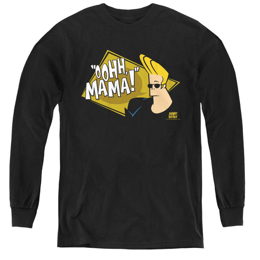Johnny Bravo Oohh Mama Long Sleeve Kids Youth T Shirt Black Officially Licensed