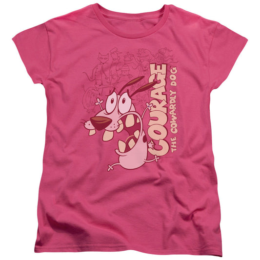 Courage the Cowardly Dog Running Scared Womens T Shirt Hot Pink Officially Licensed