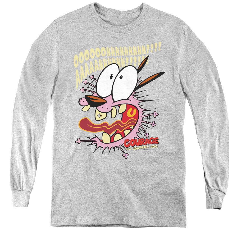 Courage the Cowardly Dog Scaredy Dog Long Sleeve Kids Youth T Shirt Athletic Heather Officially Licensed