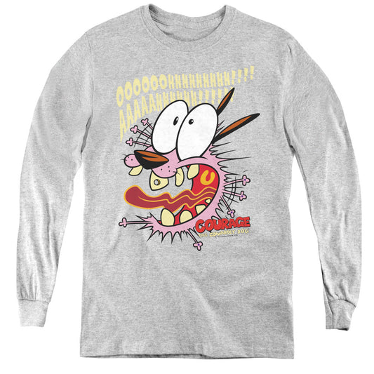 Courage the Cowardly Dog Scaredy Dog Long Sleeve Kids Youth T Shirt Athletic Heather Officially Licensed