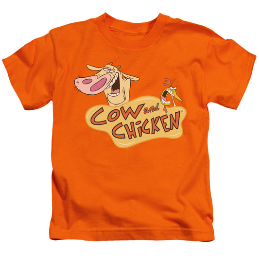 Cow & Chicken Logo Juvenile Kids Youth T Shirt Orange Officially Licensed