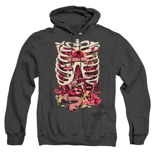 Rick And Morty Anatomy Park Logo Mens Heather Hoodie Black Officially Licensed