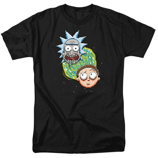 Rick And Morty Pixelated Portal Mens T Shirt Black Officially Licensed