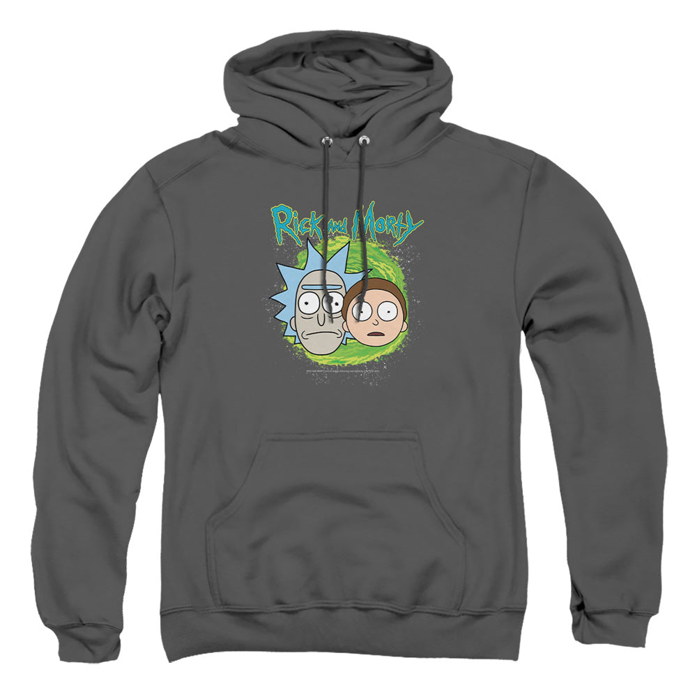Rick And Morty Floating Heads Mens Hoodie Charcoal