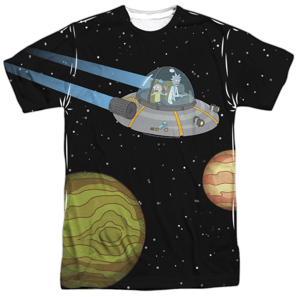 Rick And Morty Rick And Morty In Space Mens Poly Crew T Shirt White
