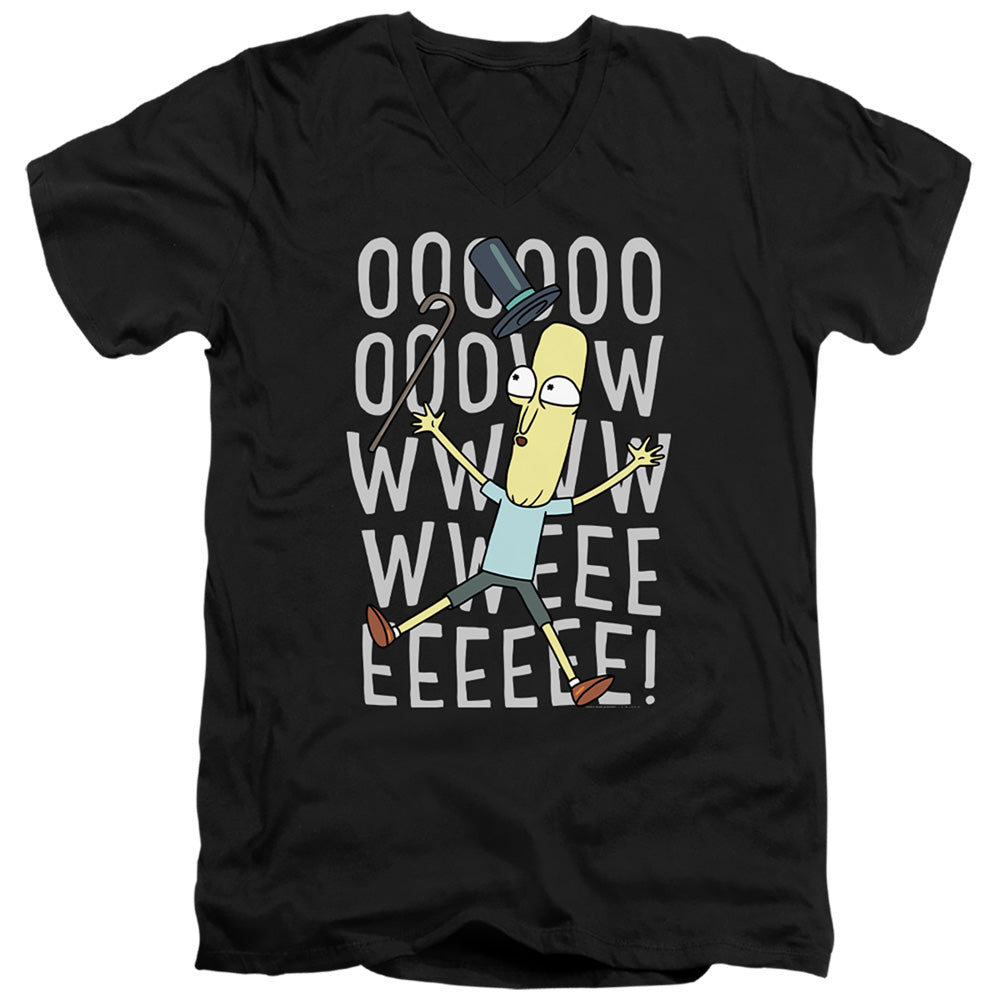 Rick And Morty Oowweeeee Mens Slim Fit V-Neck T Shirt Black Officially Licensed