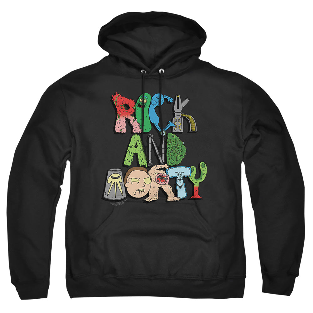 Rick And Morty Illustrated Logo Mens Hoodie Black