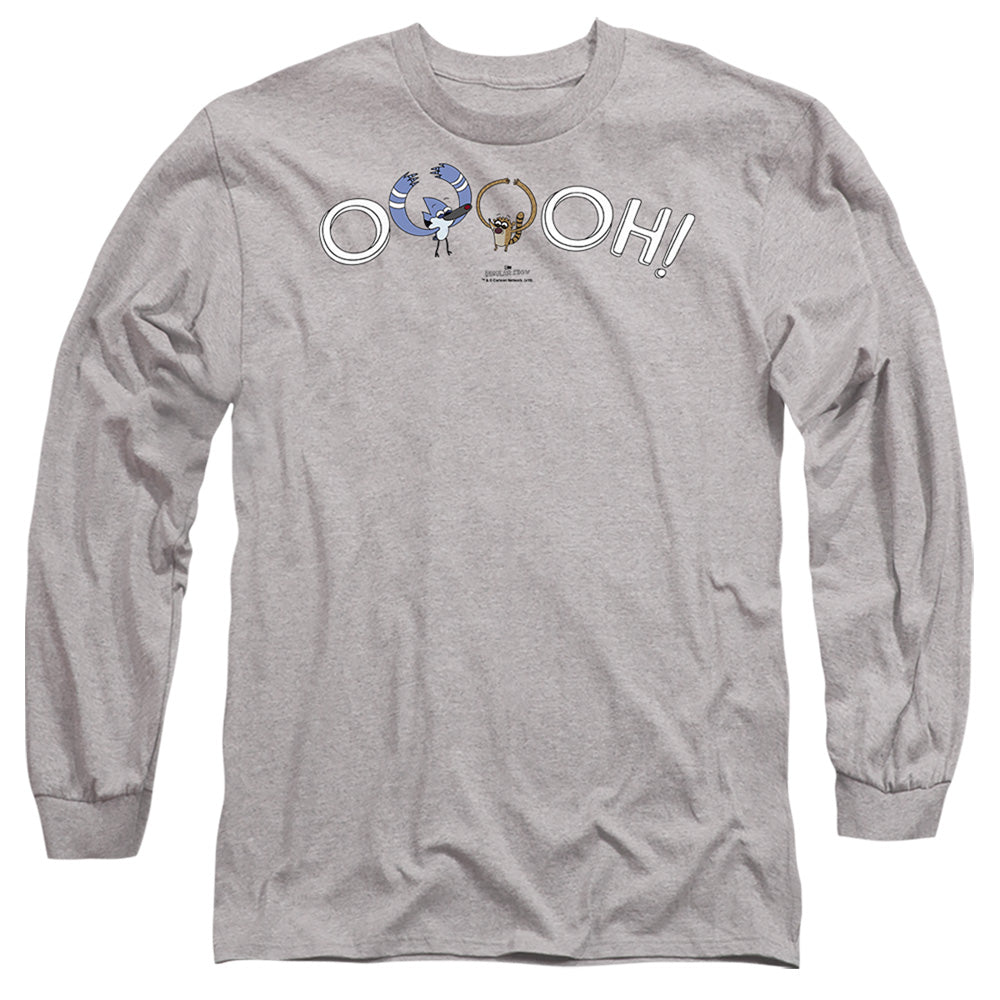 The Regular Show Ooooh Mens Long Sleeve Shirt Athletic Heather Officially Licensed