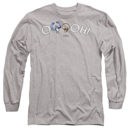 The Regular Show Ooooh Mens Long Sleeve Shirt Athletic Heather Officially Licensed