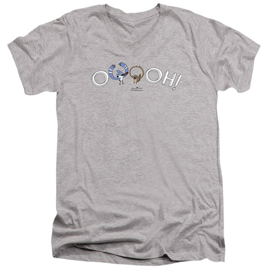 The Regular Show Ooooh Mens Slim Fit V-Neck T Shirt Athletic Heather Officially Licensed