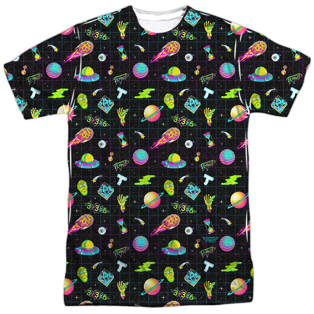 Rick And Morty Opening Icons Mens Poly Crew T Shirt White